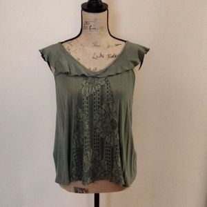 Olive Green Lace Front Tank